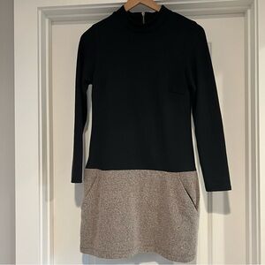 Free People Long Sleeve Black and Tan Color Block Women's Dress Size Medium